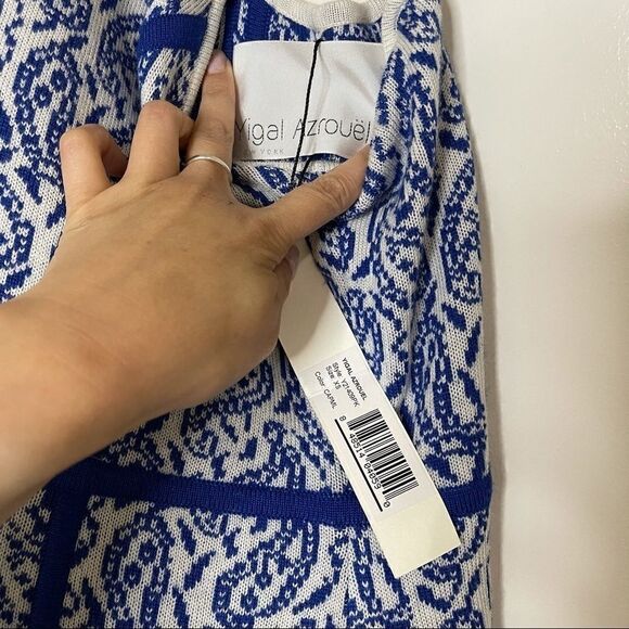 Yigal Azrouel Blue Intarsia Paisley Knit Dress NEW - Picture 4 of 7